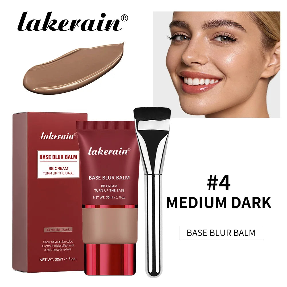 Lakerain Blurring Liquid Foundation & Brush Set | Matte Finish Liquid Foundation Set Oasis Select set4
