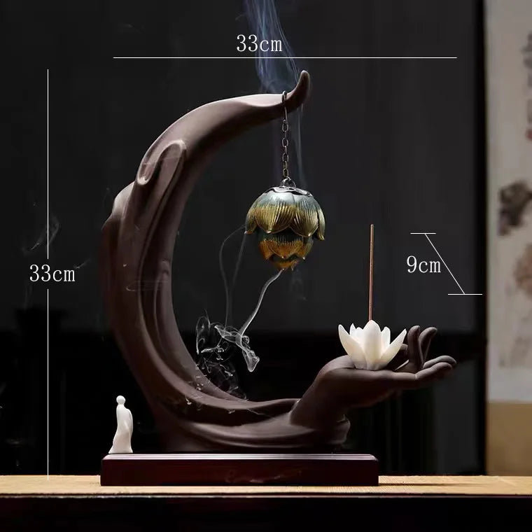 Chinese Zen retro simple ceramic hand aromatherapy reversion aromatherapy stove tea room living room decoration Oasis Select C