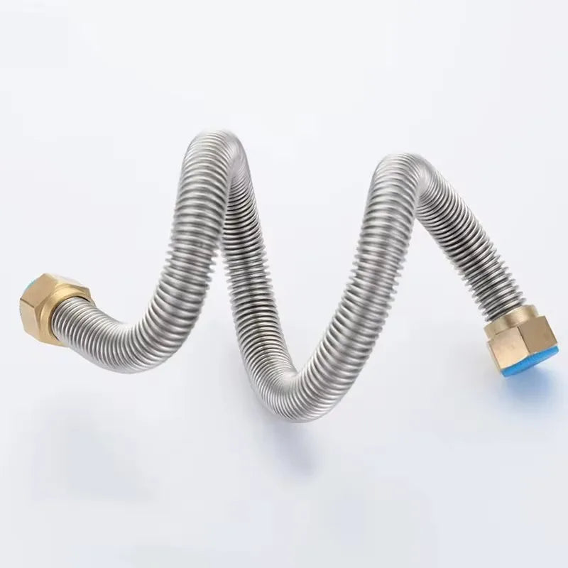 304 Stainless Steel 20-200cm Corrugated Pipe 1/2" BSP For Bathroom Water Heater Hose And Toilet Woven Explosion-Proof Water Pipe Oasis Select Silver 200cm