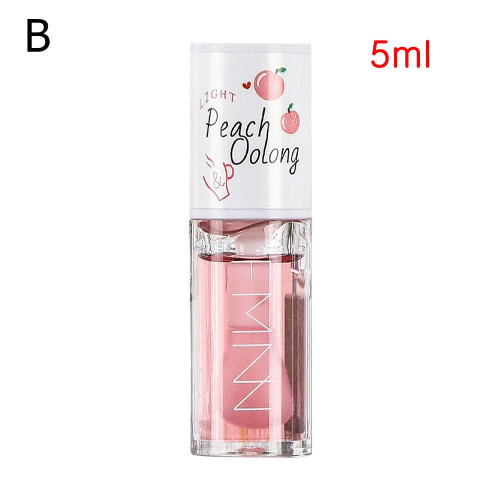 Kawaii Honey Peach Lip Oil Long Lasting Non-sticky Moisturizing Lip Tint with Lip Plumper Hydrating Lip Care Serum 5ml Make Up Oasis Select B