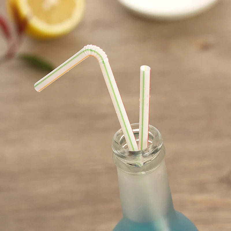 100Pcs Colorful Bendable Straw Drinking Kunststof Straw for Milk Tea Bar Party Rietjes Drinking Wedding Kitchen Beverage Straws Oasis Select