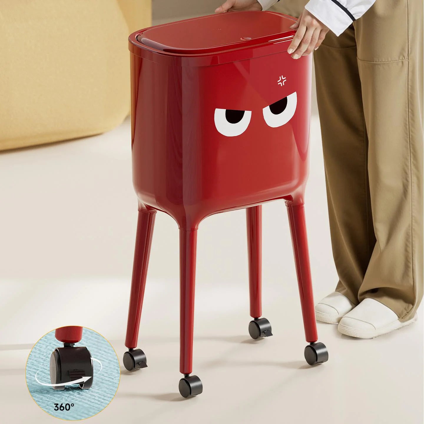High-leg bin, no bending required, press-to-open lid design—large-capacity oval kitchen/living room bin, durable plastic Oasis Select