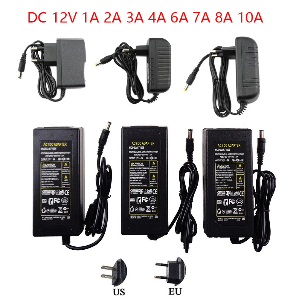 AC DC 12 Volt Universal Power Supply Adapter 12V 1A 2A 3A 4A 6A 7A 8A 10A 220V To 12V Power Adapter Supply For Led Strip Lights Oasis Select 12V 8A EU Plug