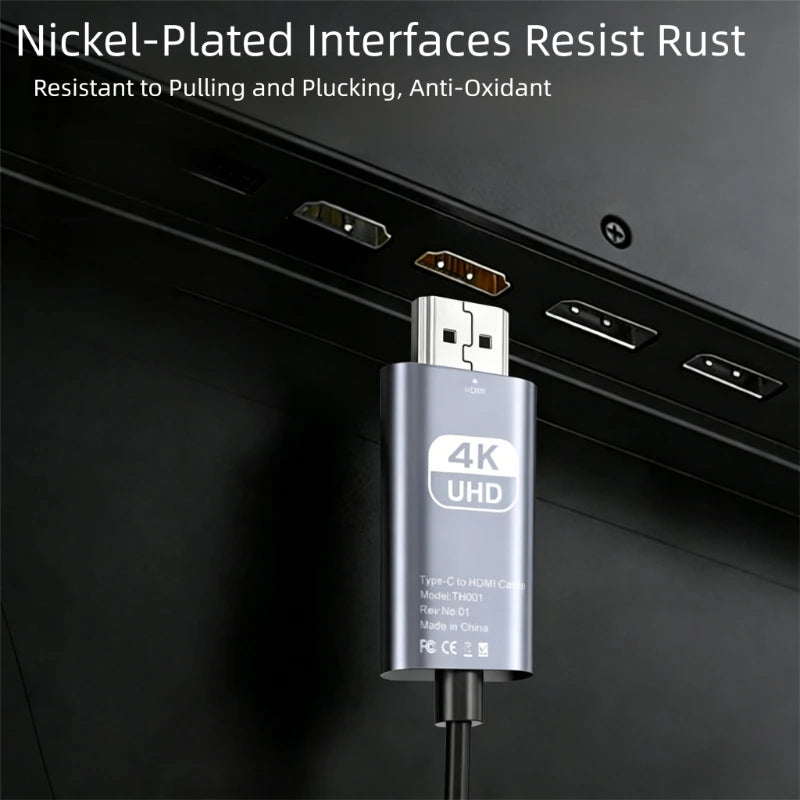 4K 30/60Hz USB C to HDMI Cable Type C Adapter HDTV Converter Cable For iPhone 15 TV Converter MacBook Air iPad Samsung laptop Oasis Select