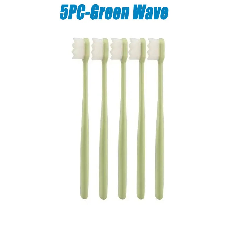 5/10Pcs Ultra Fine Soft Toothbrush, Million Nanometer Bristle Toothbrush, Deep Cleaning Teeth, Portable Oral Care Brush Oasis Select 5PC-Green Wave