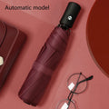 Fashion Large Travel Umbrella Heavy Duty Windproof Waterproof Umbrella Fully Automatic Open And Close Sunshade And Rain Umbrella Oasis Select Red-1pcs 8K