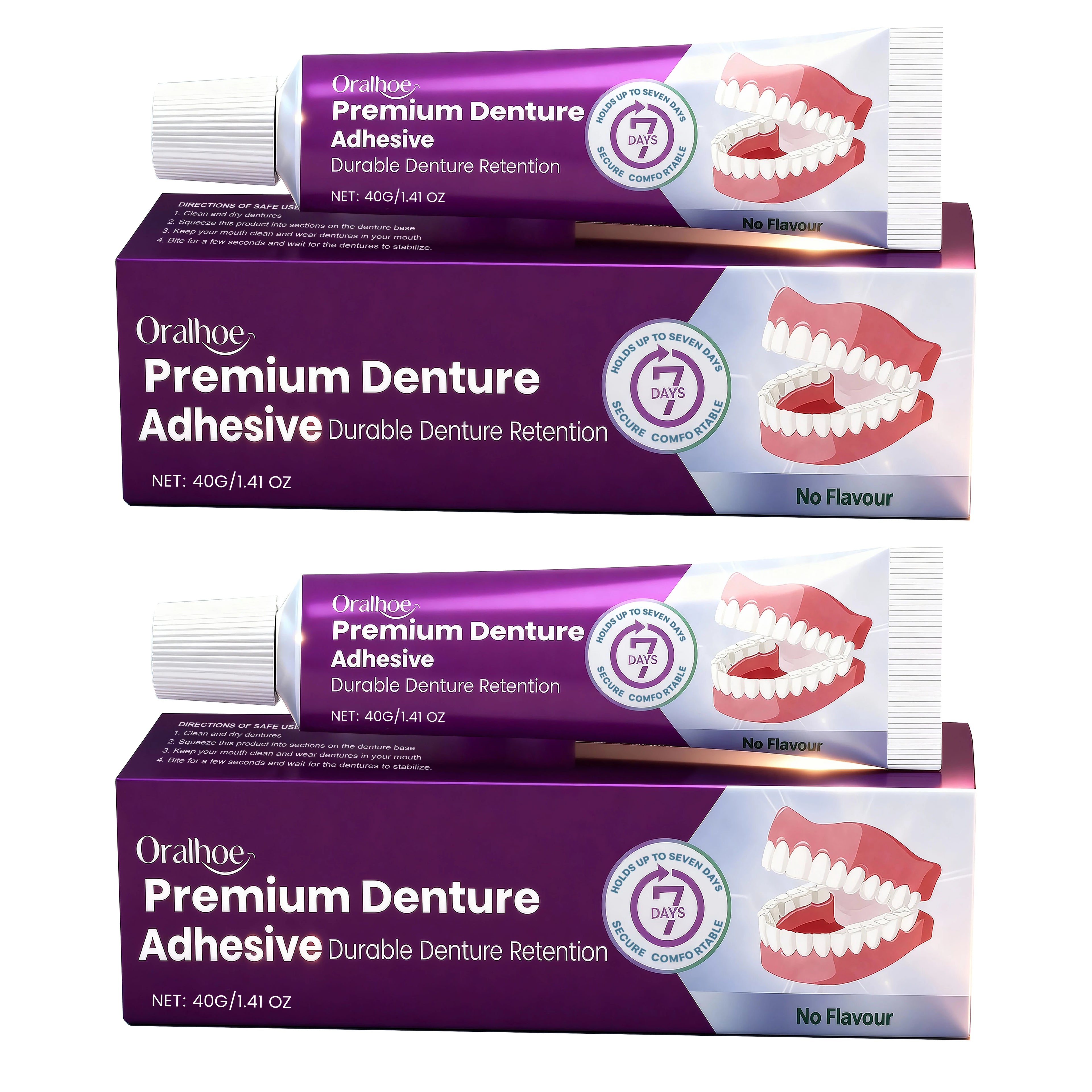 Oralhoe Denture Adhesive Cream – Strong Hold & Comfort Denture Adhesive Cream Oasis Select 40g x2 boxed China Mainland
