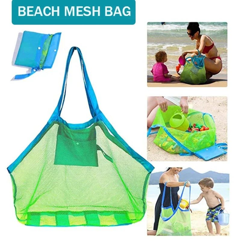 1pc Multicolor Large Mesh Beach Bag, Sand-Away Portable Tote With Convenient Hanging Hole, Breathable Foldable Storage For Toys Oasis Select