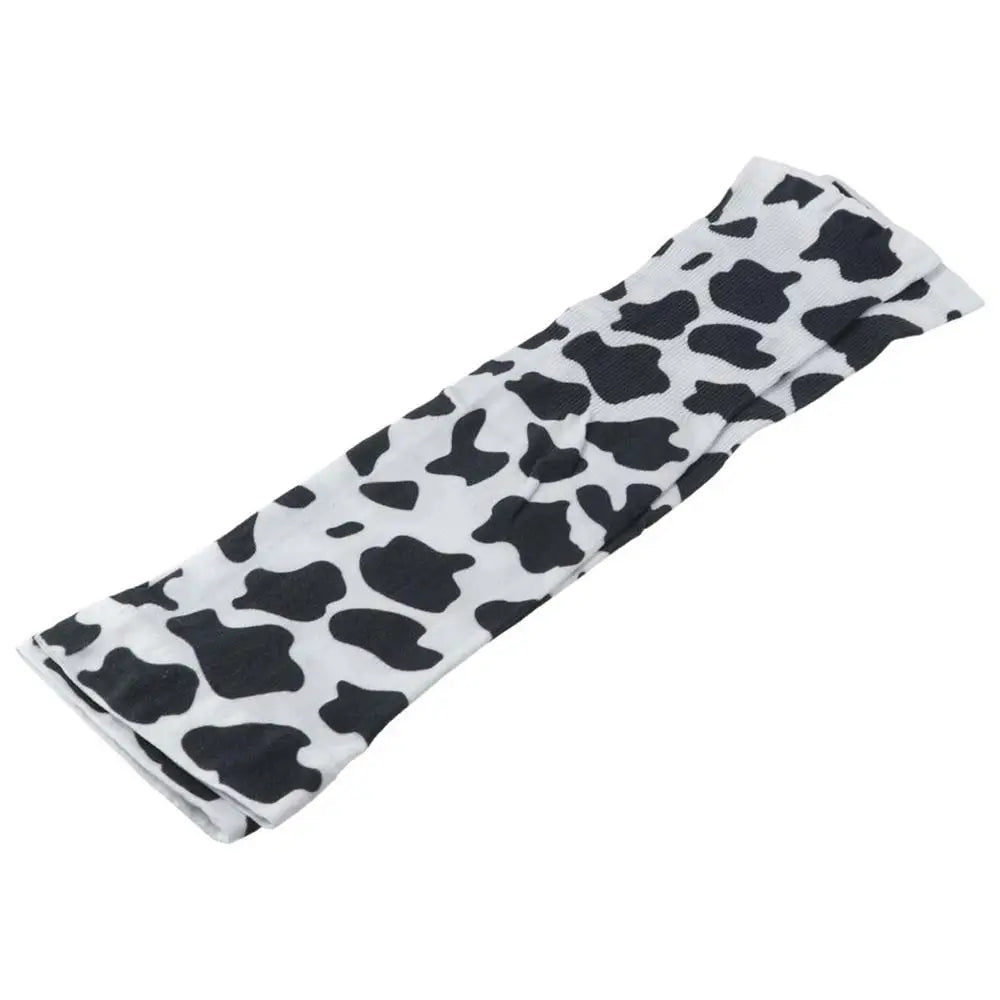 1Pair Durable Cow Pattern Ice Silk Sleeves Dacron UV Resistant Sleeve Cover Protection Thin Loose Ice Sleeves Outdoor Oasis Select