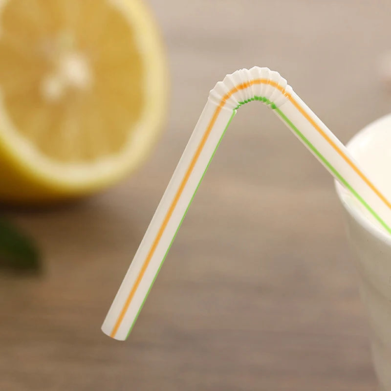 100Pcs Colorful Bendable Straw Drinking Kunststof Straw for Milk Tea Bar Party Rietjes Drinking Wedding Kitchen Beverage Straws Oasis Select