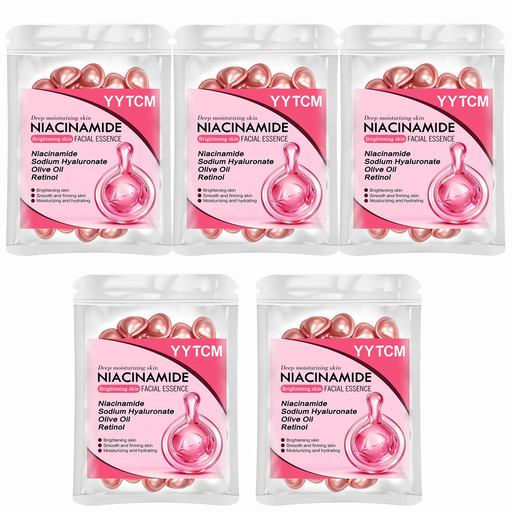 Niacinamide Facial Essence Capsules, Containing Retinol, Olive Fruit Oil, Gardenia Extract, Brighten Skin Tone, Moisturize and Hydrate, Smooth and Refine Skin (0.5Gx30 Capsules)/Bag-1 Bag Oasis Select 5 Bags