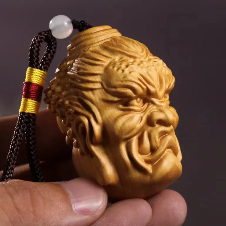 A read between Buddha and magic natural solid wood carving men portable disc play hand piece play car pendant Oasis Select