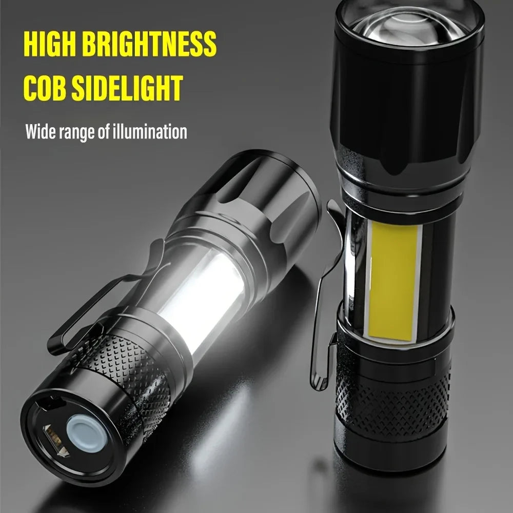 LED Strong Light Flashlight Rechargeable Multi functional for Long Range Portable Outdoor Home Mini Flashlight Cap Clip Light Oasis Select
