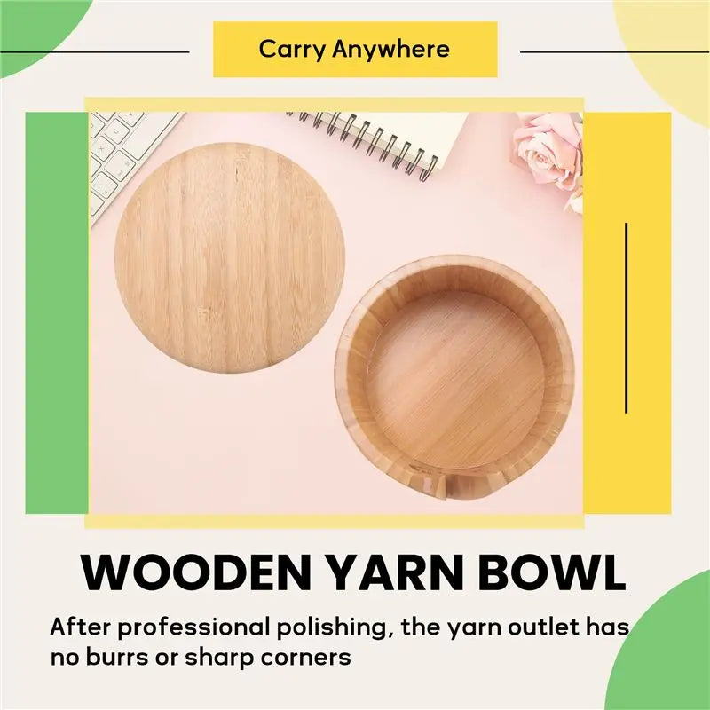 LIKE WISH Wooden Yarn Bowl Yarn Bowls With Lid For Knitting Crochet Yarn Ball Holder For DIY Knitting Crocheting Crochet Kit Oasis Select