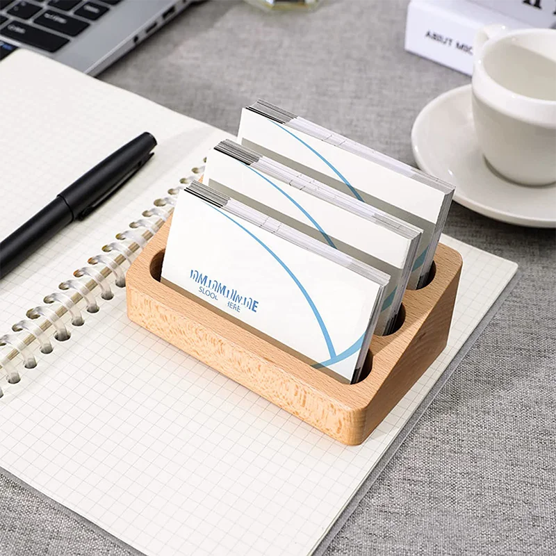 1pcs Wooden Business Card Box Creative Desktop Large Capacity Display and Storage Front Desk Business Card Holder Oasis Select