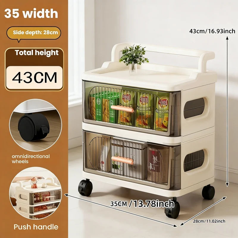 Drawer-style storage cabinet - A household portable storage unit for storing snacks and miscellaneous items in multiple layers. Oasis Select 35cm-2 layers-clear
