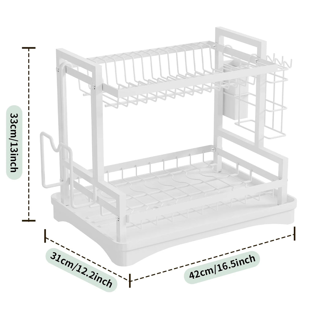 Kitchen Sink Countertop Drain Bowl Rack Drain Basket Rack Cupboard Knife Fork Tableware Dish Storage Rack Oasis Select White