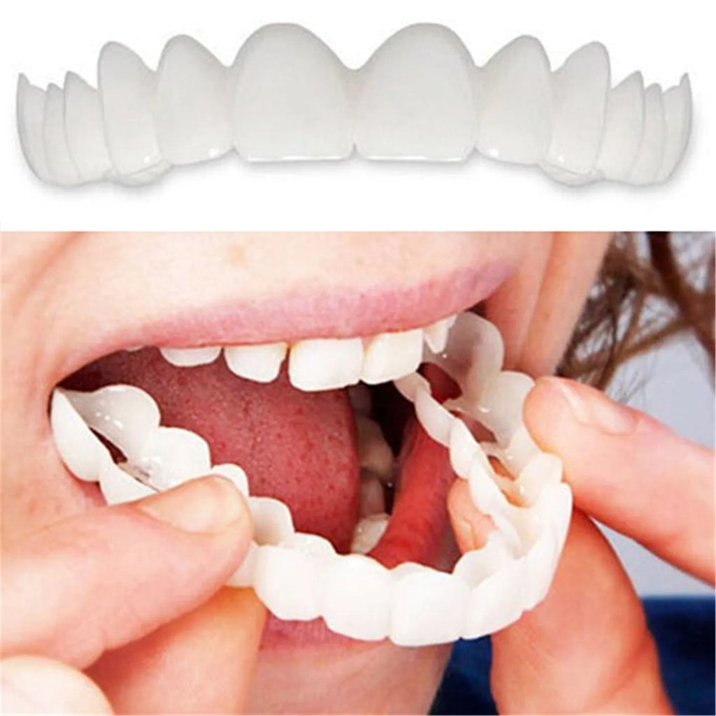 Upper Lower Temporary Comfort Fit Fake Teeth Cosmetic Denture Smile Veneers False Teeth Brace Cover With Gutta Percha Glue Gel Oasis Select