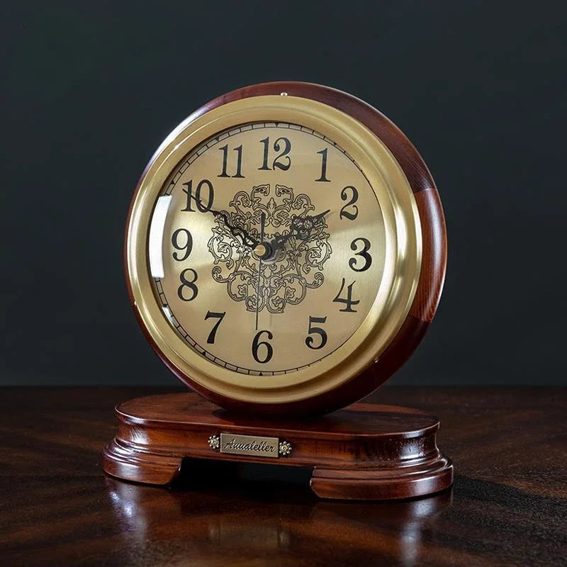 New European Solid Wood Clock Desk Table Decoration Home Living Room Antique Table Decoration Clock Oasis Select
