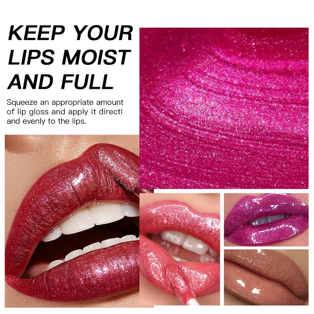 USHAS 12-Color Glitter Lip Gloss – Metallic & Moisturizing