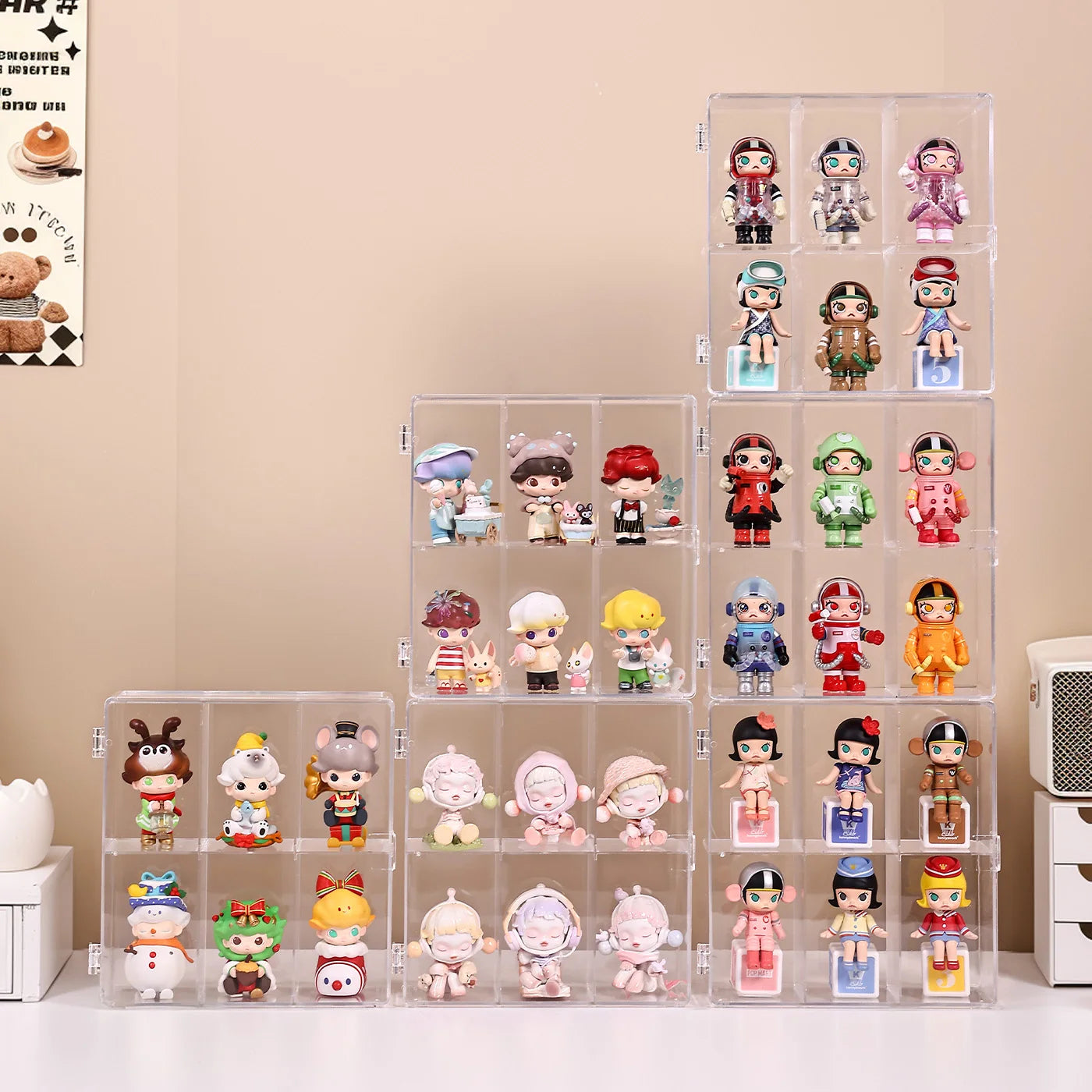 1pc Foldable Acrylic 6-Grid Blind Box Display Box Compartment Collectible Doll Storage Box, Hair Accessory Jewelry Storage Box Oasis Select