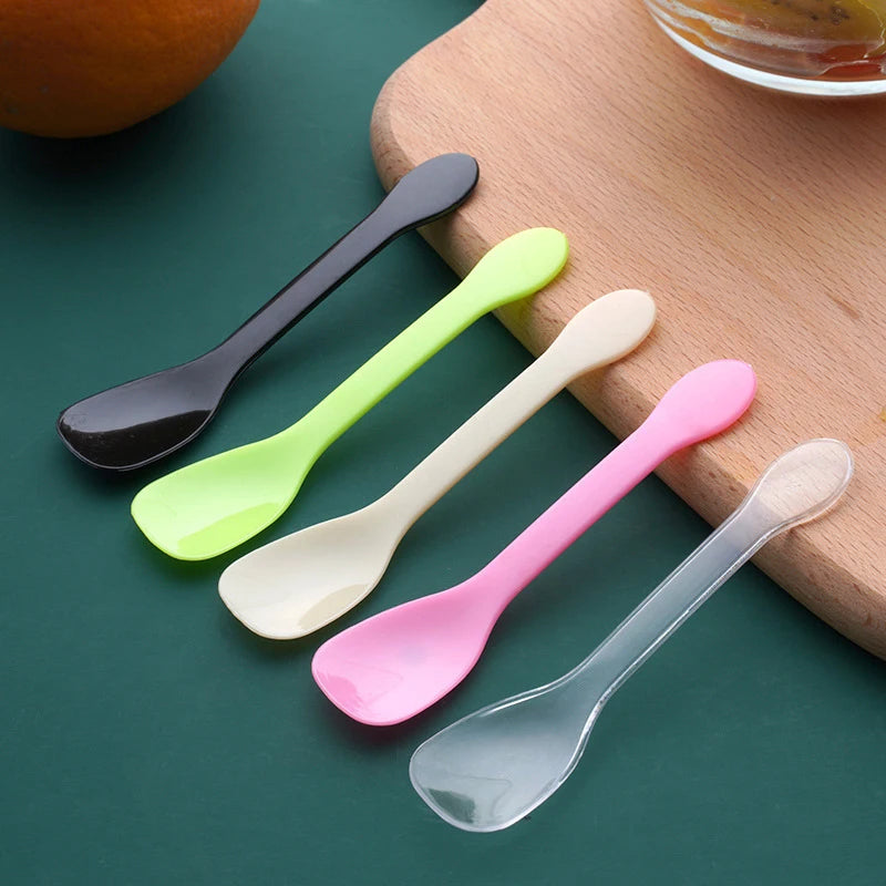 100Pcs Mini Plastic Spoons Flatware Spoons For Jelly Ice Cream Dessert Appetizer Plastic Spoon For Party Supplies Oasis Select