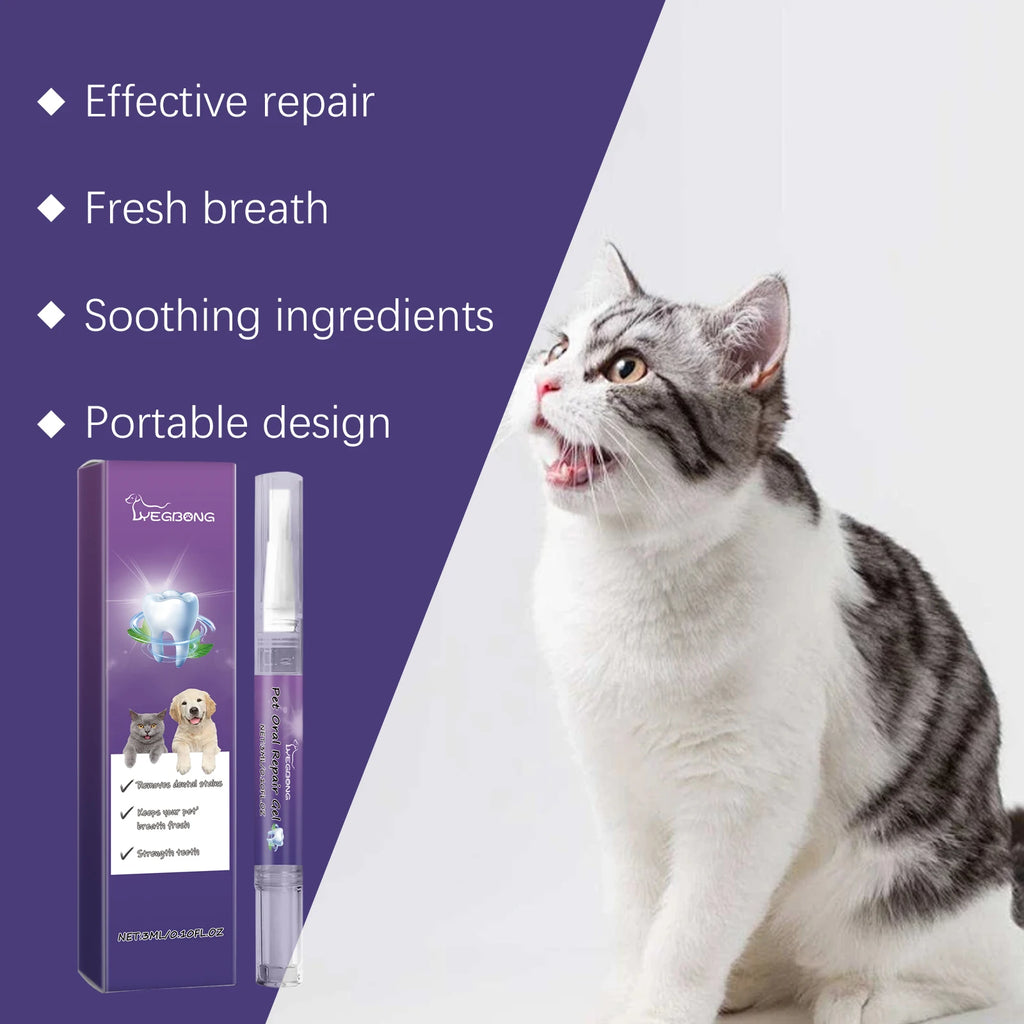 Pet Oral Repair Gel Remove Dental Stains Keep Pet Breath Fresh Reduce Tooth Yellowing Reduce Odor Portable Pet Oral Cleaner 3ml Oasis Select
