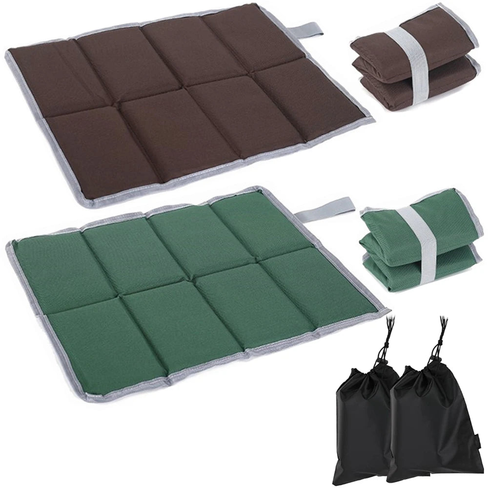 2pcs Durable picnic cushion outdoor portable cushion chair cushion moisture-proof cushion camping cold-proof foldable waterproof Oasis Select 2pcs brown green 39x29cm