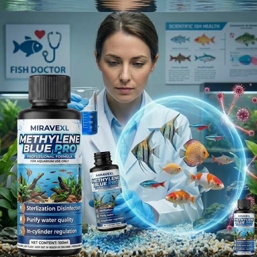 Concentrated Methylene Blue for Fish Aquarium Water Treatment - with Measuring Cup, Dropper & Gloves Oasis Select