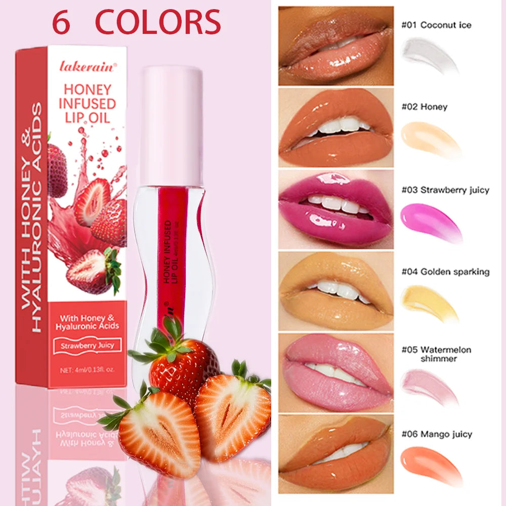 Fruit Honey Essence Lip Oil Sexy Plump Lip Jelly Strawberry Tinted Lip Liquid Waterproof Moisturize Oil Lipgloss Makeup Makeup Oasis Select