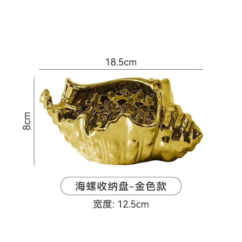 Simple Mirror-like Bright Silver Ceramic Shell-style Decorative Item Practical Key Jewelry Storage and Decoration Oasis Select gold