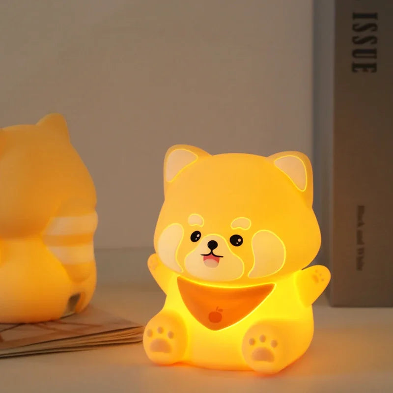 Animal Silicone Night Light – Rechargeable LED Kids Bedside Lamp Silicone Night Light Oasis Select Raccoon Night Light