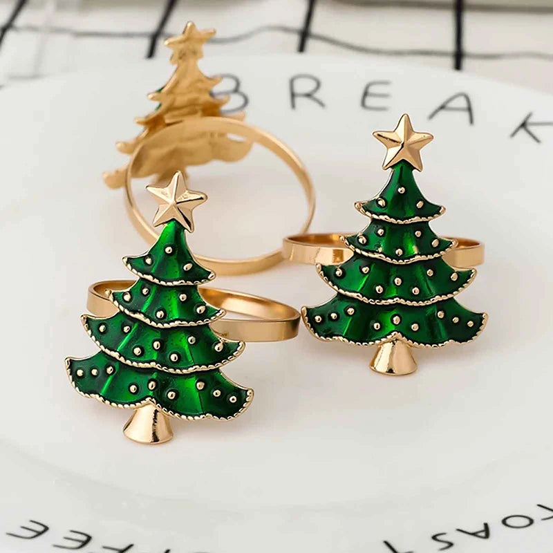 Christmas Napkin Rings Set of 6 | Xmas Holiday Table Decor