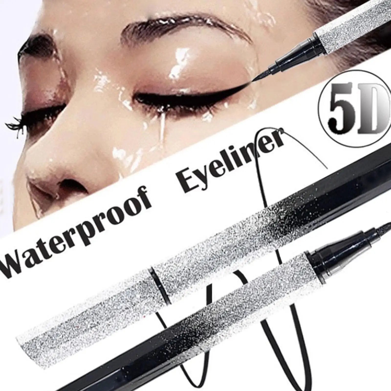 DIY Rotate Eyeliner Stamp Integrated Black Brown Dual-Tip Eyeliner Wing Stencil Waterproof Smudge-Proof Long Lasting Liquid Pen Oasis Select