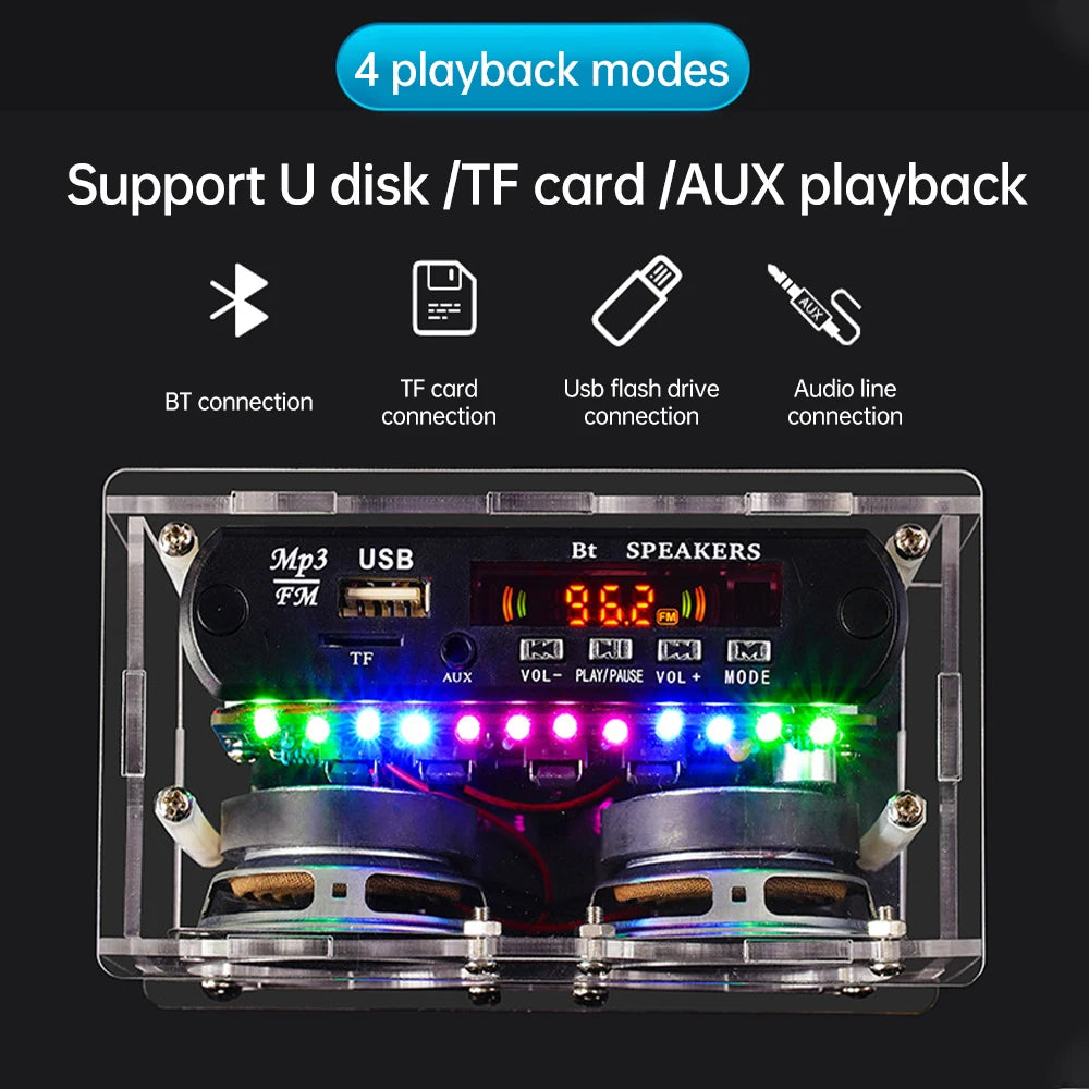 DIY Bluetooth Speaker Kit with FM Radio 87.5-108MHZ DIY Soldering Project Practice Electronic Kit Solder Assembly U Disk TF Oasis Select