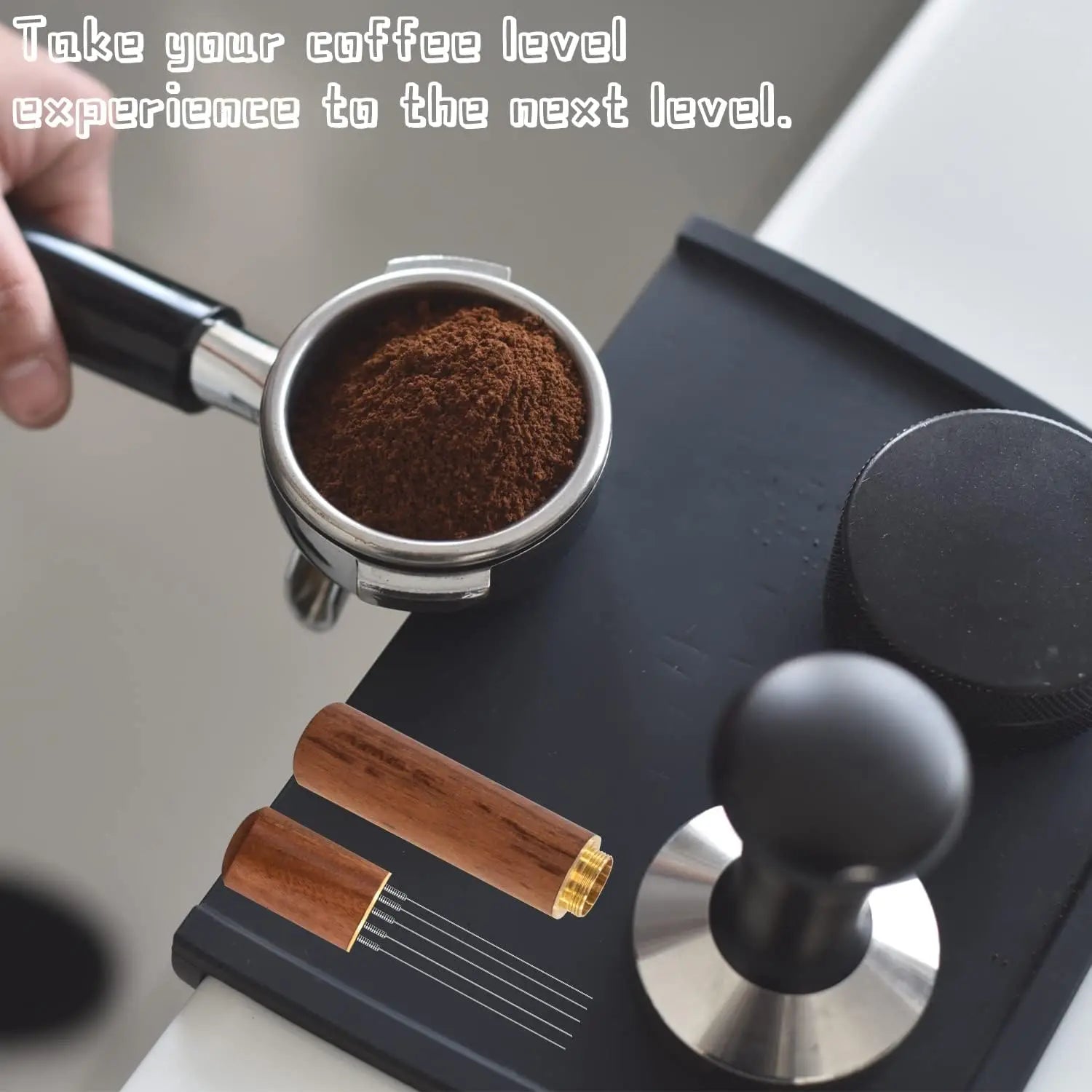 6-Needle Espresso Distribution Tool – Coffee powder distributor, 0.4mm Pins to Break Up Clumps & Prevent Channeling, Wood Handle Oasis Select