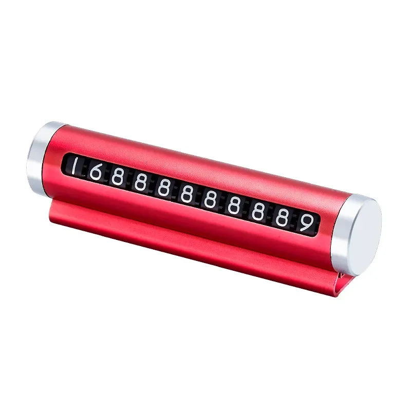 Metal Car Temporary Parking Card Universal Rotate Phone Number Plate Aluminum Stickers Park Stop in Car-styling Auto Accessories Oasis Select Red 1PC