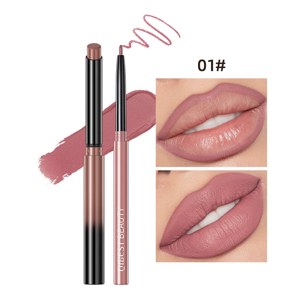 QiBest Matte Nude Lipstick & Lip Liner Set – Waterproof 2-Pc