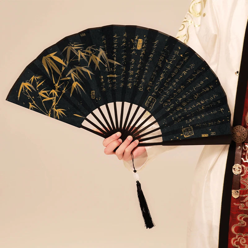 Ancient-style Hanfu Folding Fan Chinese-style Folding Portable Fan Summer Horse-faced Skirt Folding Fan Oasis Select