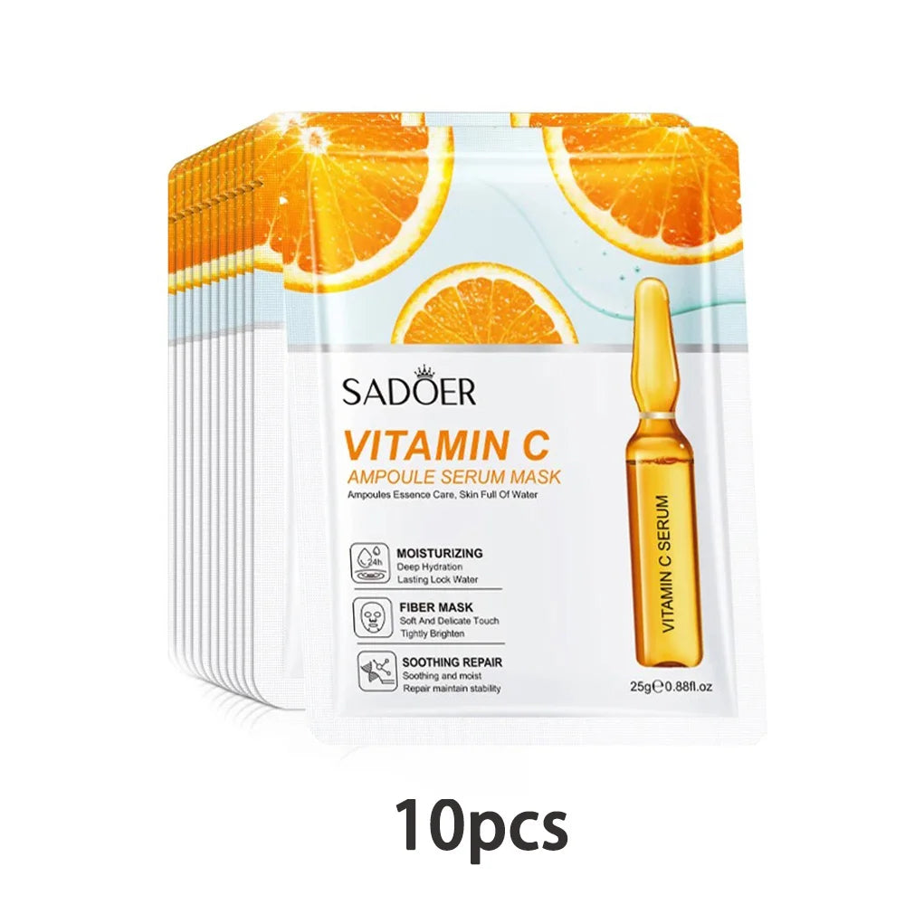 10/20/30pcs 24K Gold Vitamin C Hyaluronic Acid Face Mask Facial Moisturizing Firming Hydrating Facial Masks Skin Care Products Oasis Select Type C 10pcs
