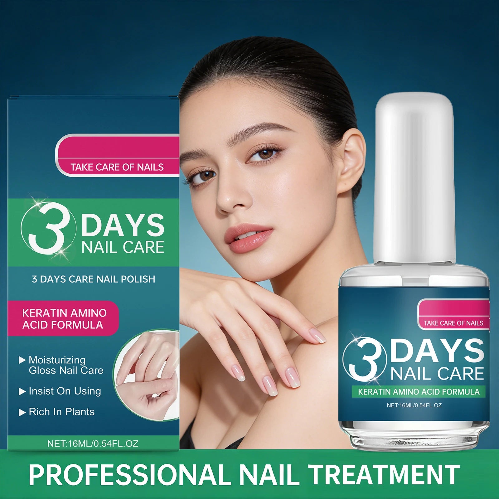 3 Days Nail Care Polish for Soft Thin Breaking Nails Improve Nail Yelllowing Thickening Gentle Repair Restore Gloss Nail Care Oasis Select