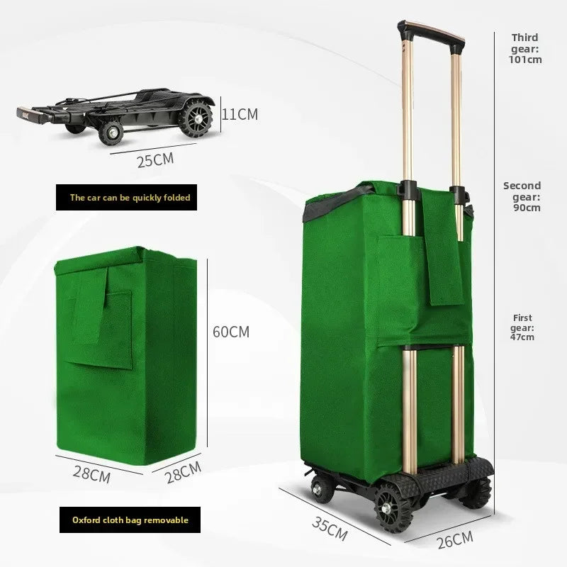 Multi-functional Portable shopping cart folding trolley household trolley luggage cart trolley Oasis Select green