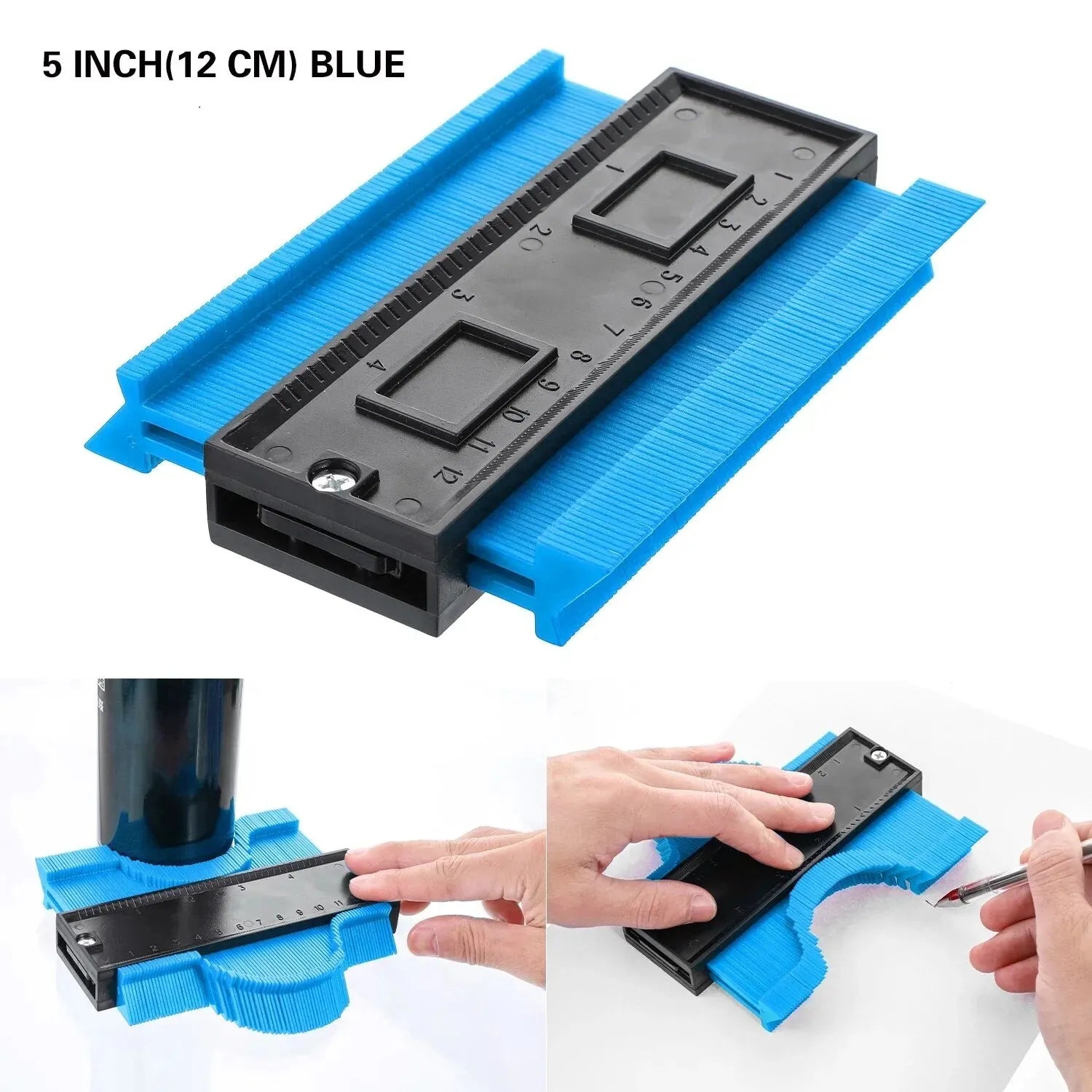 Contour Gauge Duplicator Ceramic Tile Carpet Cutting Template Profile Measuring Angle Ruler Contour Duplicator Woodworking Tools Oasis Select GZ033-5 Inch Blue