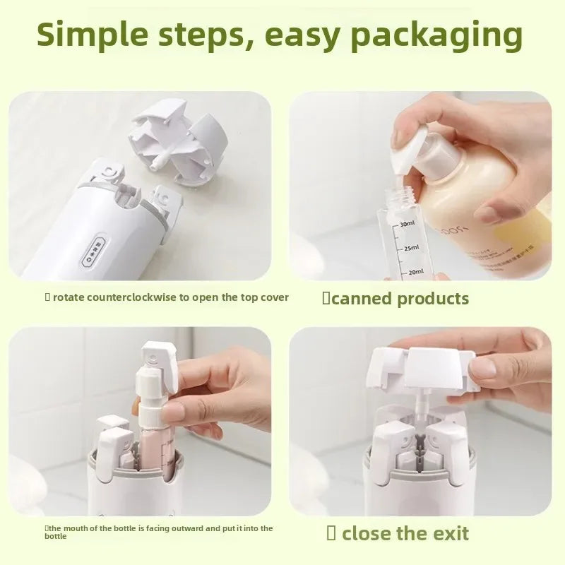 1pcs Portable 4 in 1 Leakproof Travel Bottle Dispenser Set Refillable Containers for Shampoo Conditioner Lotion Perfume Oasis Select