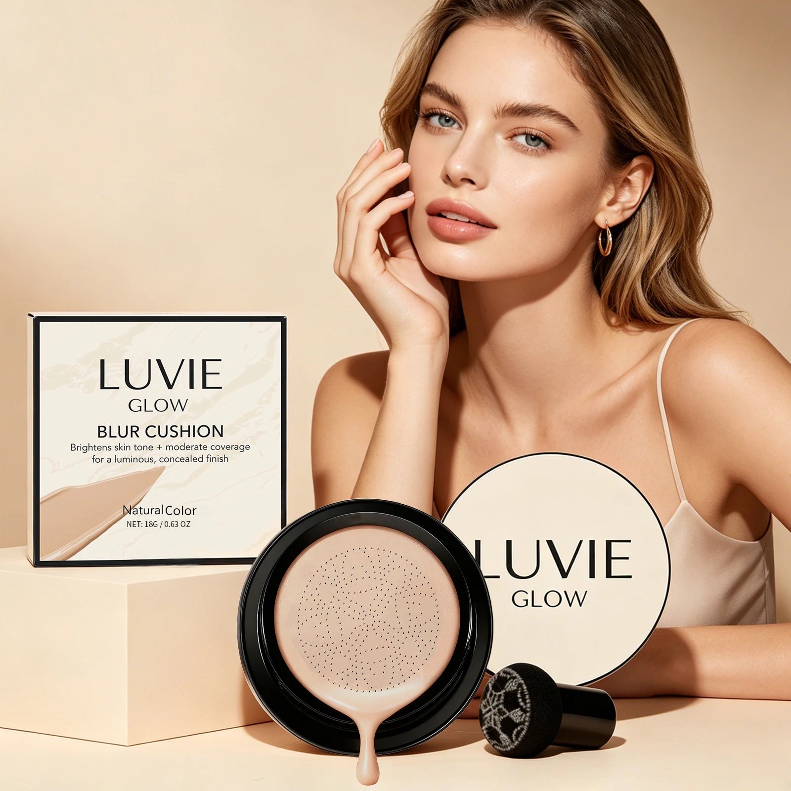 Long-Lasting Air Cushion Foundation Natural Coverage Blemishes Smooth Brightening Skin Oil Control Sweatproof Facial Base Makeup Oasis Select