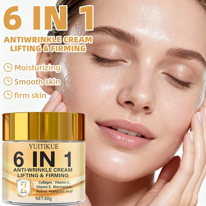 YUITIKUE 6-in-1 Anti-Wrinkle Cream 60g - 2 Min Face Lift, with Retinol, Collagen & Hyaluronic Acid, Lightweight & Non-Greasy Oasis Select