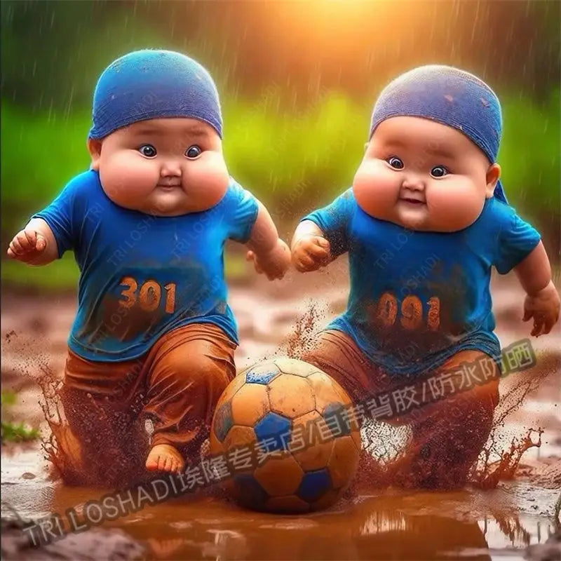 Mud Kickball Baby Sticker Wall Decoration Personality Creative Cute Man Treasure Sticker Electric Car Waterproof Sticker Oasis Select TG4806 15cm