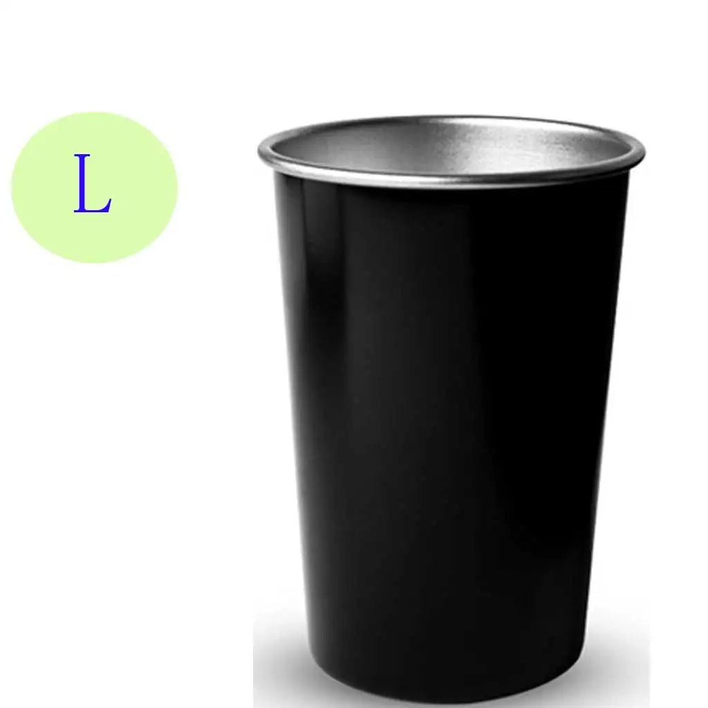Stainless Steel Cup Stackable Water Cup Picnic Drinkware Traveling Camping Tumbler Outdoor Beer Milk Mug Water Cup Oasis Select Black L