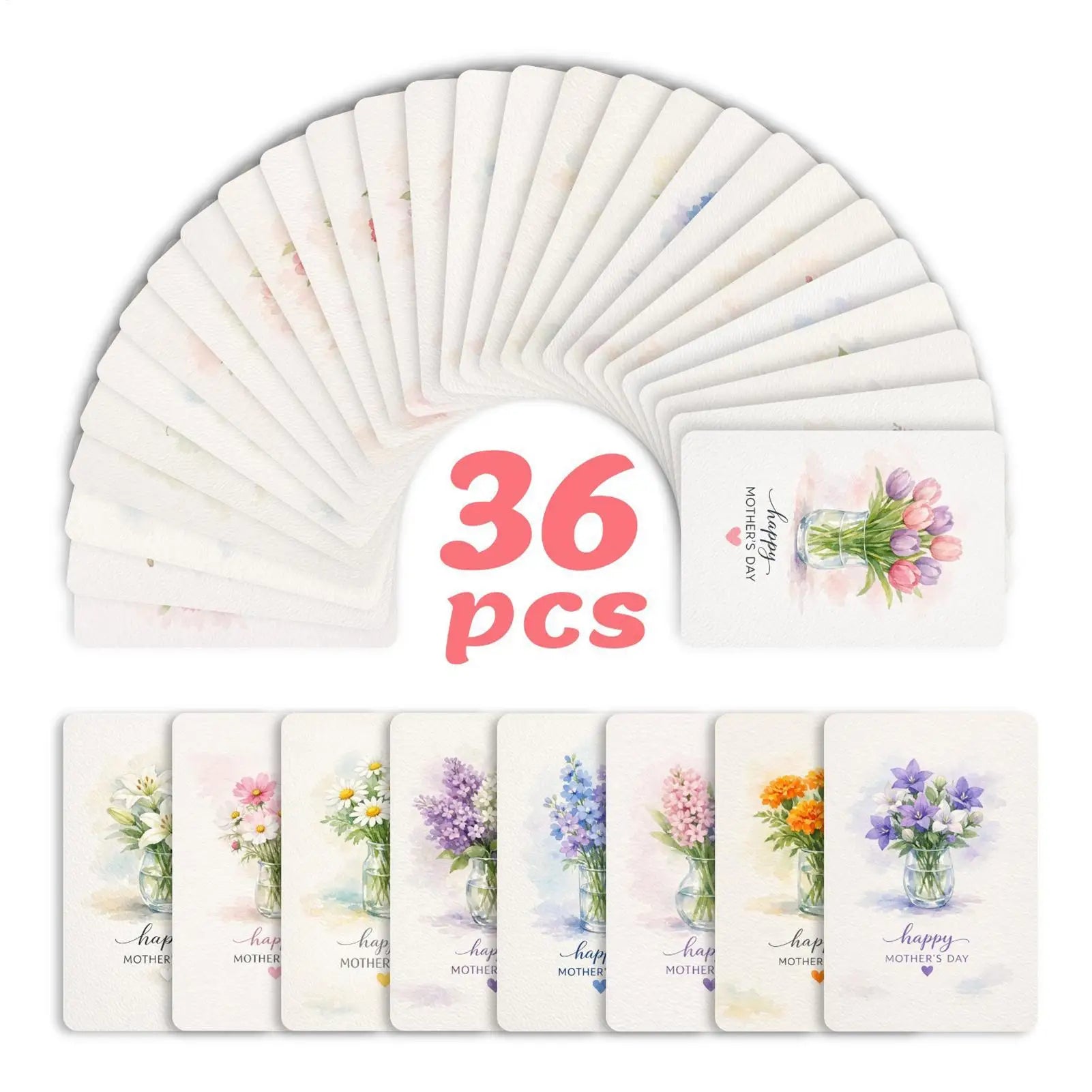 Greeting Card 36Pcs Flowers Wishes Cards For Festivals Thank You Teacher's Day Greeting Cards Business Birthday Greetings Gift Oasis Select