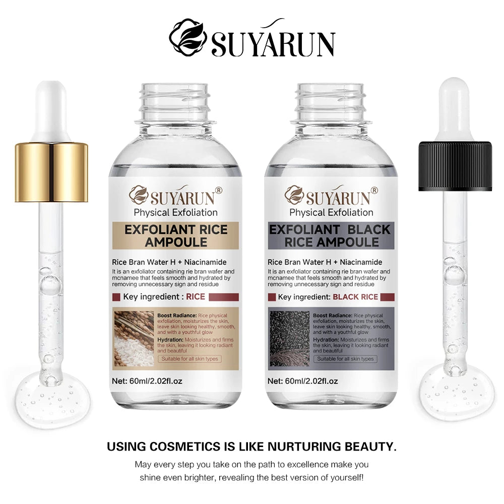 SUYARUN Rice & Black Rice Scrub & Serum Duo | Brightening Kit Exfoliating Skincare Duo Oasis Select